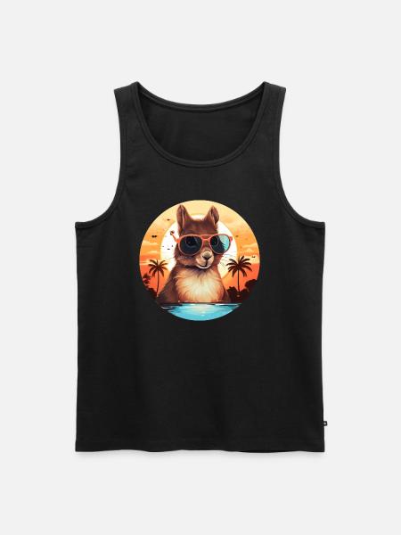 Cool squirrel silhouette at sunset - Men's Premium Organic Tank Top - black