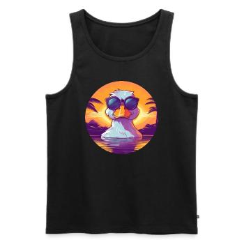 Canard frais - canard avec lunettes de soleil, palmier et - Débardeur bio Premium Homme - noir - Devant - Michal (187cm)