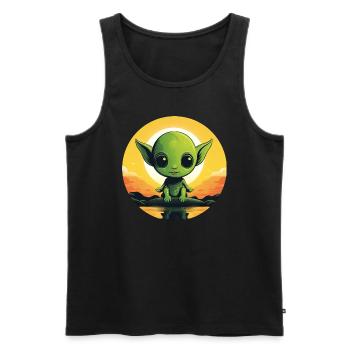 Alien on the lake at sunset - Men's Premium Organic Tank Top - black - Front - Michal (187cm)