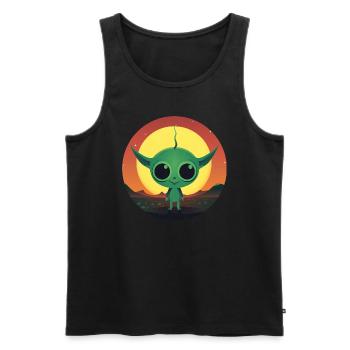 Coucher de soleil extraterrestre - Débardeur bio Premium Homme - noir - Devant - Michal (187cm)