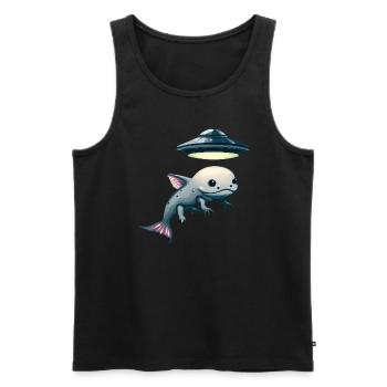 Enlèvement d’OVNI: Alien et Axolotl - Débardeur bio Premium Homme - noir - Devant - Michal (187cm)