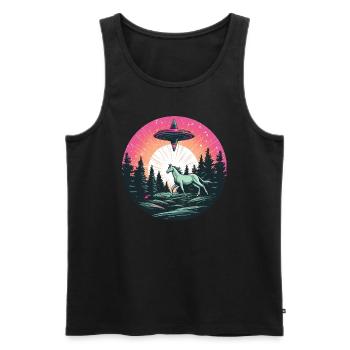 UFO-Abduction: Alien entführt Pferd beim - Männer Premium Bio Tank Top - Schwarz - Vorne - AI Model Male 178 light (178cm)