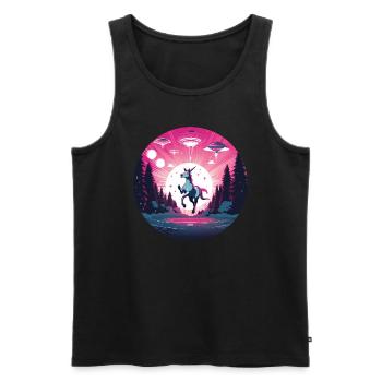 Alien UFO abduction of a unicorn - Men's Premium Organic Tank Top - black - Front - Michal (187cm)