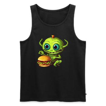 Alien à quatre pattes: amateur de restauration rapide - Débardeur bio Premium Homme - noir - Devant - Michal (187cm)