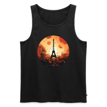 Sonnenuntergang in Paris: Eiffelturm und - Männer Premium Bio Tank Top - Schwarz - Vorne - Michal (187cm)