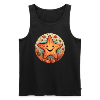 Herbstliche Unterwasserwelt: Fisch trifft Seestern - Männer Premium Bio Tank Top - Schwarz - Vorne - Michal (187cm)