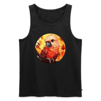 Cacatoès d’automne: feuillage et coucher de soleil - Débardeur bio Premium Homme - noir - Devant - AI Model Male 178 light (178cm)