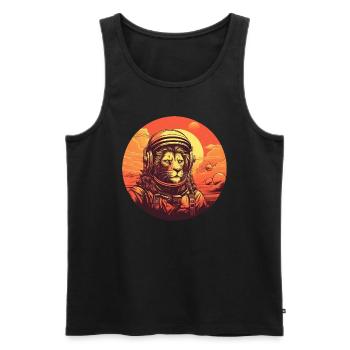 Lion astronaute au coucher du soleil: aventures dans l’espace - Débardeur bio Premium Homme - noir - Devant - Michal (187cm)