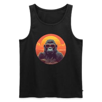 Cooler Gorilla im Sunset: Entspanntes Affen Design - Männer Premium Bio Tank Top - Schwarz - Vorne - AI Model Male 178 light (178cm)