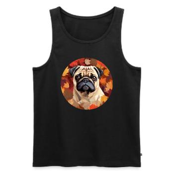 mops hundes im polygon stil mit herbst laub design - Männer Premium Bio Tank Top - Schwarz - Vorne - AI Model Male 178 light (178cm)