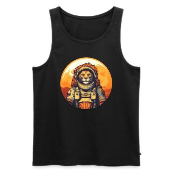 Lion in space - Men's Premium Organic Tank Top - black - Front - AI Model Male 178 light (178cm)