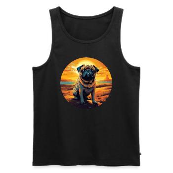 Pug in the desert at sunset - Men's Premium Organic Tank Top - black - Front - AI Model Male 178 light (178cm)
