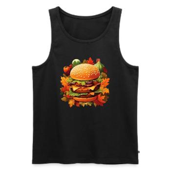 Autumnal indulgence: burgers in colorful foliage - Men's Premium Organic Tank Top - black - Front - AI Model Male 178 light (178cm)