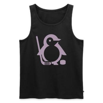 Minimalistischer Pinguin Eishockeyspieler - - Männer Premium Bio Tank Top - Schwarz - Vorne - Michal (187cm)