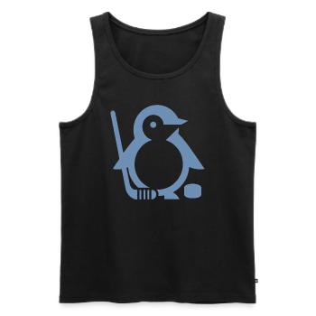 Minimalistischer Pinguin Eishockeyspieler - - Männer Premium Bio Tank Top - Schwarz - Vorne - Michal (187cm)