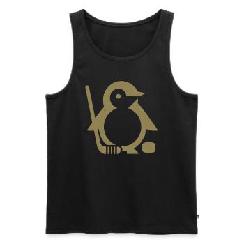 Minimalistischer Pinguin Eishockeyspieler - - Männer Premium Bio Tank Top - Schwarz - Vorne - Michal (187cm)