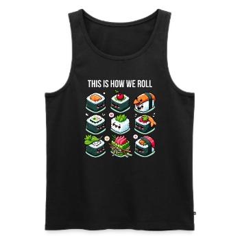 So rollt Sushi - Männer Premium Bio Tank Top - Schwarz - Vorne - AI Model Male 178 light (178cm)