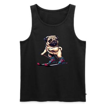 Chien Carlin Skis Skis Skieurs Vacances Au Ski - Débardeur bio Premium Homme - noir - Devant - Michal (187cm)