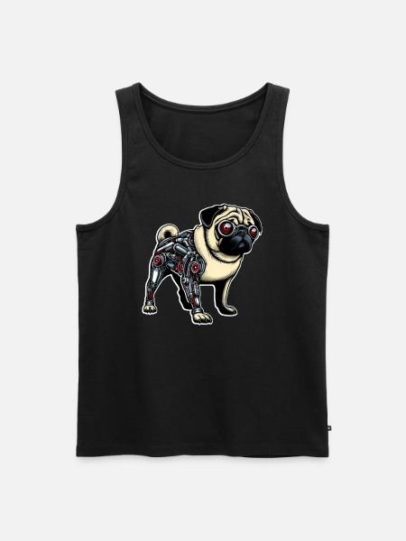 Dog Pug Robot Cyborg Red Eyes - Men's Premium Organic Tank Top - black