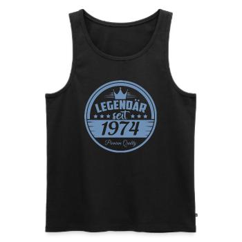 Legendär seit 1974 - Männer Premium Bio Tank Top - Schwarz - Vorne - Michal (187cm)