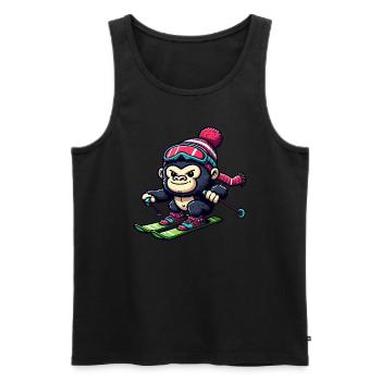 Affe Gorilla Schimpanse Skiurlaub Skifahrer Design - Männer Premium Bio Tank Top - Schwarz - Vorne - AI Model Male 178 light (178cm)
