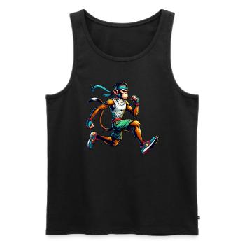 Monkey Fitness-Enthusiast Running & Jogging - Men's Premium Organic Tank Top - black - Front - Michal (187cm)