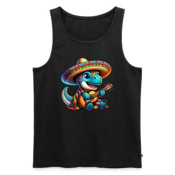 Cinco de Mayo Dino Trex - Männer Premium Bio Tank Top - Schwarz - Vorne - AI Model Male 178 light (178cm)