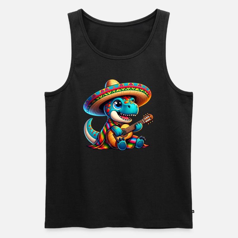 Cinco de Mayo Dino Trex - Männer Premium Bio Tank Top - Schwarz