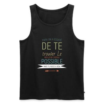 Papa on a essayé de te trouver… - Débardeur bio Premium Homme - noir - Devant - AI Model Male 178 light (178cm)