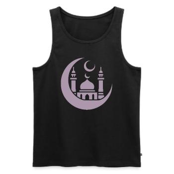 Silhouette de mosquée avec croissant de lune : Art islamique - Débardeur bio Premium Homme - noir - Devant - AI Model Male 178 light (178cm)
