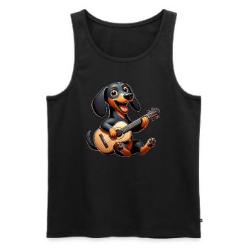 Dackel Gitarrist Musik Hund Gitarre - Männer Premium Bio Tank Top - Schwarz - Vorne - Michal (187cm)