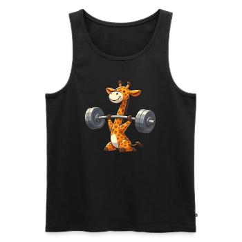 Girafe avec haltères Entraînement de fitness - Débardeur bio Premium Homme - noir - Devant - Michal (187cm)