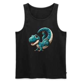 Dino T-Rex Handstand Sport Salto Flip - Men's Premium Organic Tank Top - black - Front - AI Model Male 178 light (178cm)