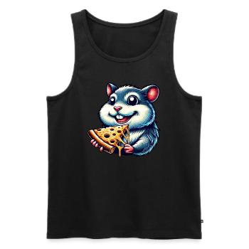 Hamster Meerschweinchen Pizza Fast Food Liebhaber - Männer Premium Bio Tank Top - Schwarz - Vorne - Michal (187cm)