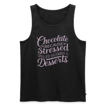 Chocolate Desserts Stress Funny Dessert Quote - Men's Premium Organic Tank Top - black - Front - AI Model Male 178 light (178cm)
