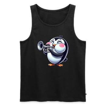 mignon pingouin trompette instrument à vent dessin animé - Débardeur bio Premium Homme - noir - Devant - Michal (187cm)