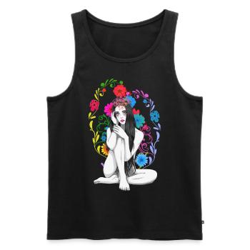 Flowers Spring Fantasy Sexy Girl Spring Beginning - Men's Premium Organic Tank Top - black - Front - Michal (187cm)