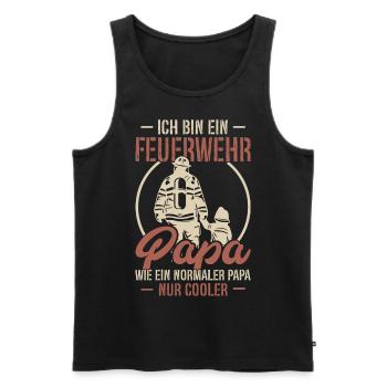 Feuerwehr Papa Wie Ein Normaler Papa Nur Cooler - Männer Premium Bio Tank Top - Schwarz - Vorne - Michal (187cm)