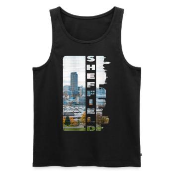 Sheffield England UK City Skyline Home Love - Men's Premium Organic Tank Top - black - Front - AI Model Male 178 light (178cm)