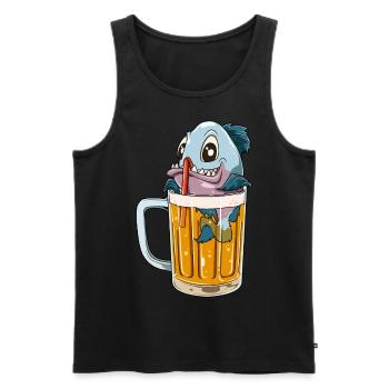 Lustiger Fisch trinkt Bier - Männer Premium Bio Tank Top - Schwarz - Vorne - AI Model Male 178 light (178cm)
