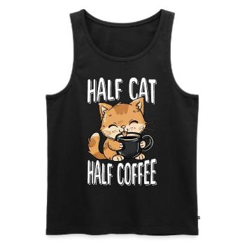 Cat Coffee Cat Lover Coffee Lover - Men's Premium Organic Tank Top - black - Front - AI Model Male 178 light (178cm)