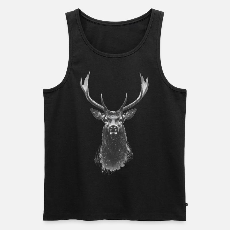 Hirschkopf Jäger schlicht - Männer Premium Bio Tank Top - Schwarz