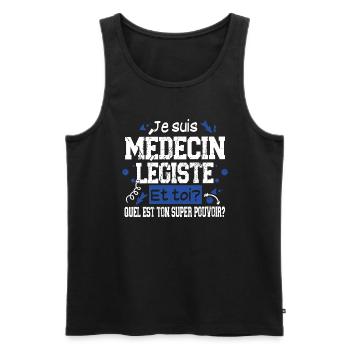 Médecin Légiste Super Pouvoir Cadeau Humour - Débardeur bio Premium Homme - noir - Devant - AI Model Male 178 light (178cm)