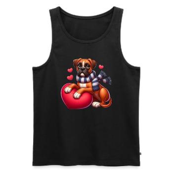 Boxerhund Liebe - Männer Premium Bio Tank Top - Schwarz - Vorne - Michal (187cm)
