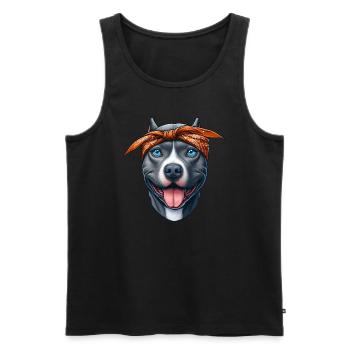Pitbull chiot dessin animé - Débardeur bio Premium Homme - noir - Devant - Michal (187cm)