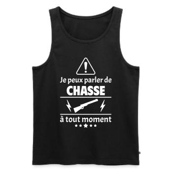 Je peux parler de chasse, chasseur, cadeau noël - Débardeur bio Premium Homme - noir - Devant - Michal (187cm)