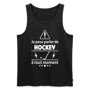 Je peux parler de hockey, hockeyeur, hockeyeuse - Débardeur bio Premium Homme - noir - Devant - AI Model Male 178 light (178cm)
