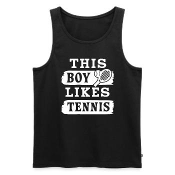 Boy Likes Tennis Ironic Saying Ball Sports Hobby - Men's Premium Organic Tank Top - black - Front - AI Model Male 178 light (178cm)