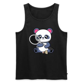 Ours panda jouant au badminton, Hobby Sports - Débardeur bio Premium Homme - noir - Devant - Michal (187cm)