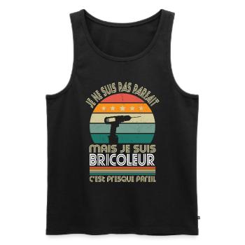 Je ne suis pas parfait mais je suis bricoleur - Débardeur bio Premium Homme - noir - Devant - Michal (187cm)